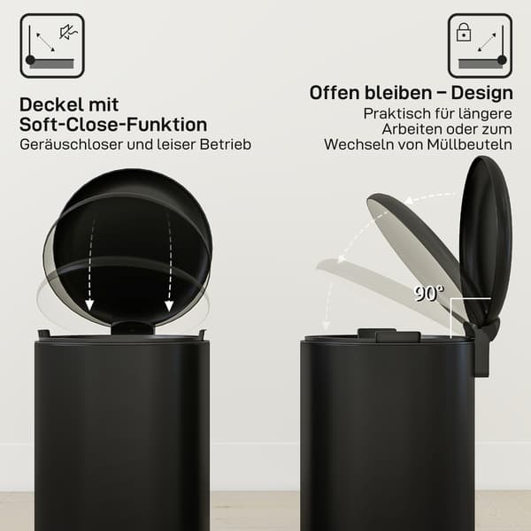 Affaldsspand, 36x30x63.5 cm, Sort, Metal
