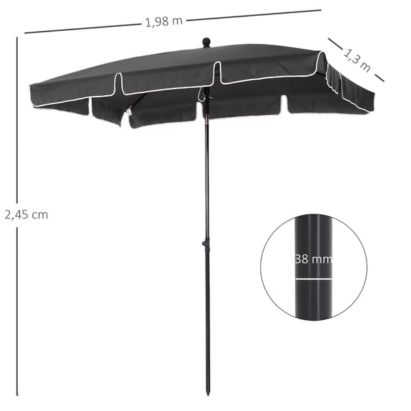 Parasol, 198x130x245 cm, Grå