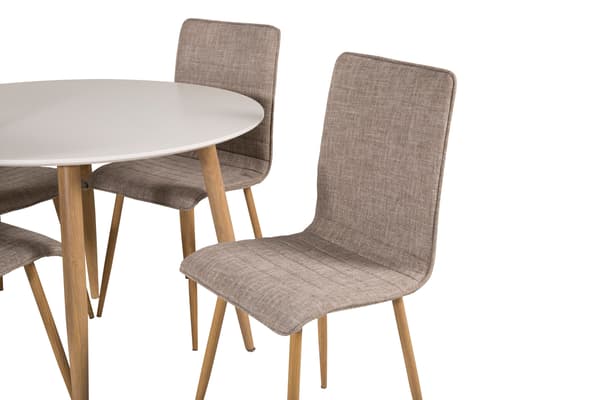 Spisebord og stol sæt 100x75 cm egetræ-look og hvid lys grå