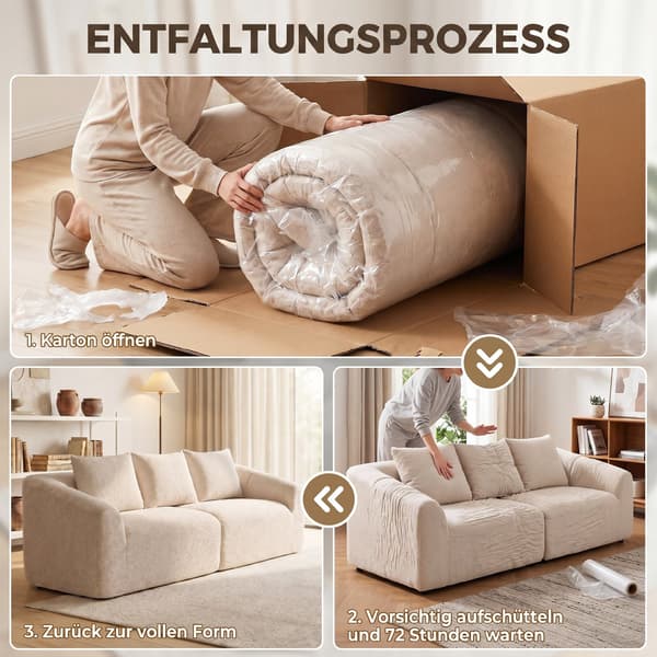 3-sits soffa 225x93x83 cm beige