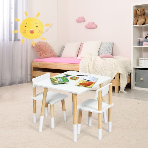 Børnebord og 2 stole sæt 59x50x48 cm hvid