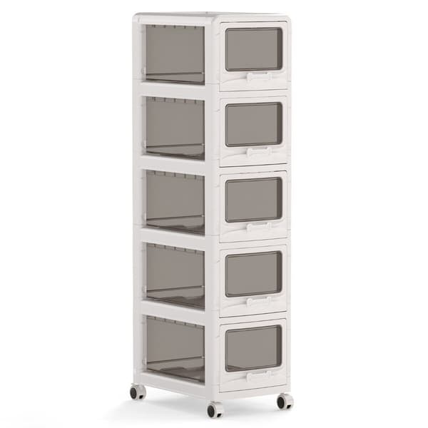 Skuffevogn med opbevaring 5-niveauer 42x28x71 cm hvid