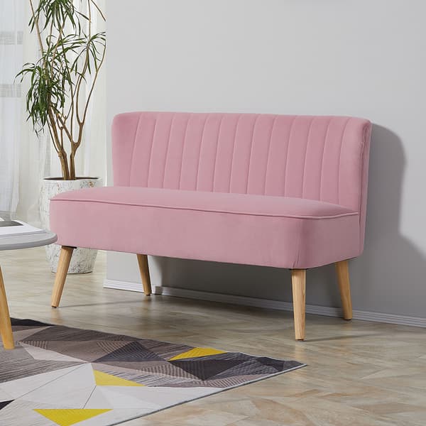 Soffa, 2-sits tygsoffa, 117x56,5x77 cm, rosa, tyg