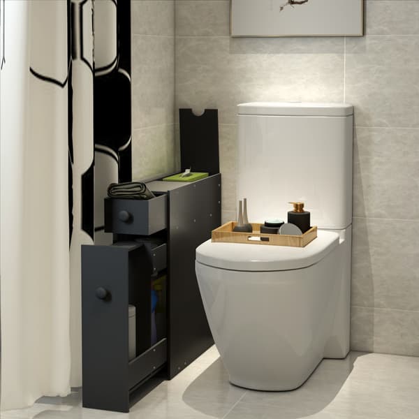 Badrumsskåp, Svart - Material: mdf, svartlackerad , Star