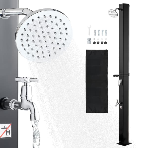 Udendørs solopvarmet bruser, 35L, 40x25.5x216 cm, sort