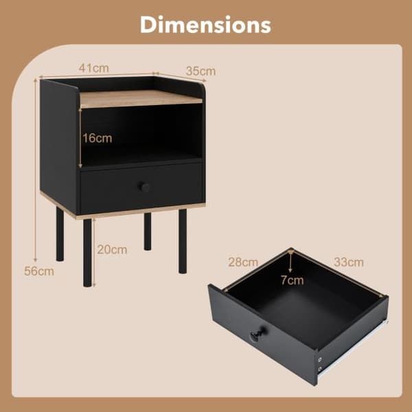 Sidebord, 41x35x56 cm, Sort, Metalben , Star