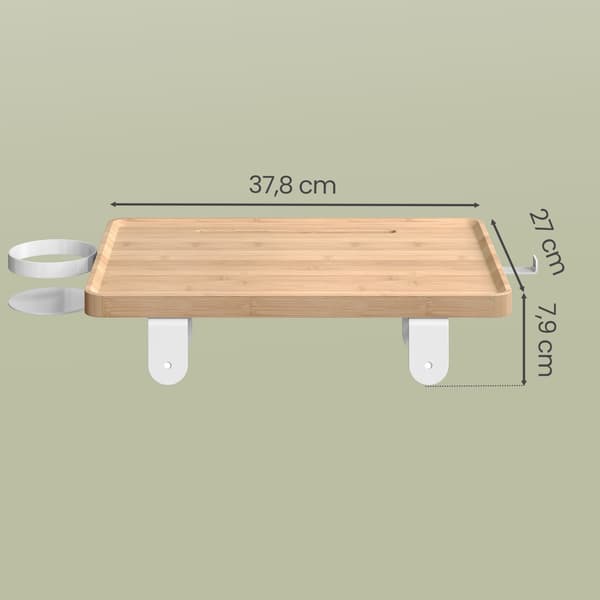 Sängyn hylly 37,8x27x7,9 cm Beige Bambu