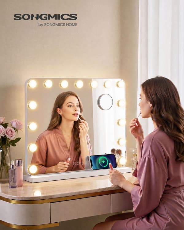 Hollywood-makeupspejl med 15 dæmpbare LED-lys