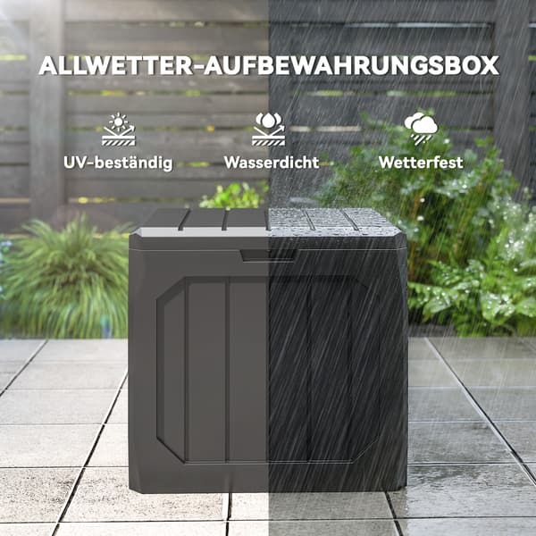 Udendørs opbevaringsboks, 56x45x53 cm, sort, plast