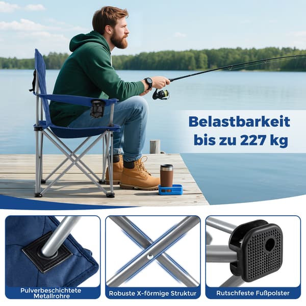 Sammenklappelige campingstole 2 stk 97x55x102 cm navy