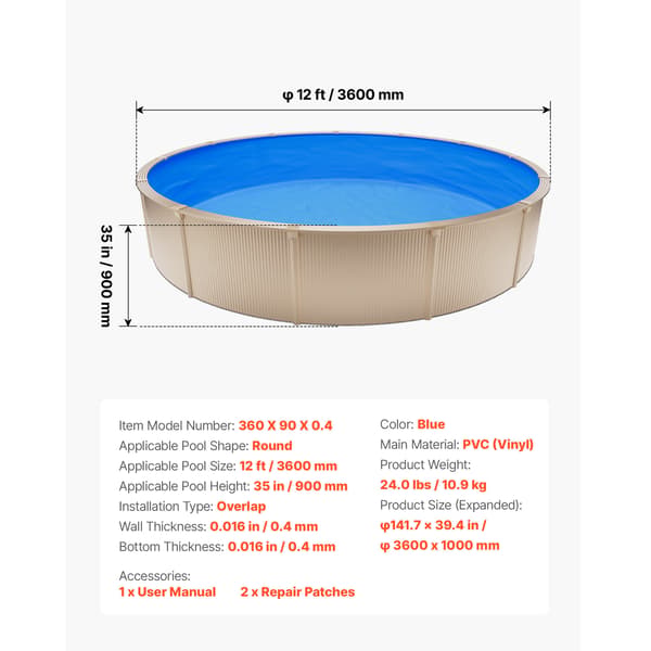 Poolforing 365,7x90 cm Blå Vinyl