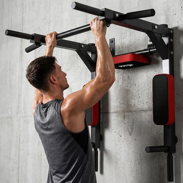 Væg Pull-Up og Dip Station 76x95x63 cm rød