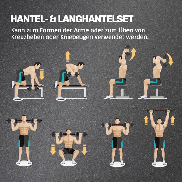 Justerbart håndvægt- og vægtstangsæt 15 kg sort