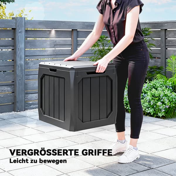 Udendørs opbevaringsboks, 56x45x53 cm, sort, plast