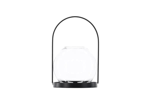 Lanterne Flora 22x14 cm Sort Glas