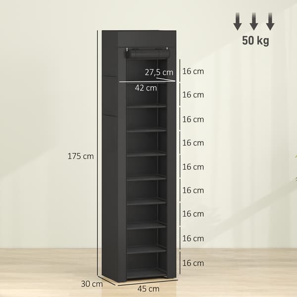 Skohylde til op til 20 par 45x30x175 cm Sort