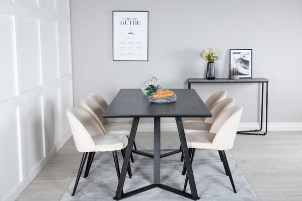 Spisebord og stol sæt Marina sort beige