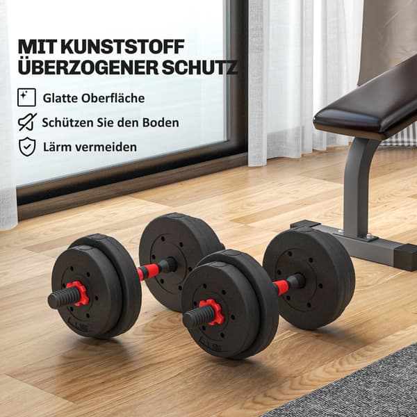 Justerbart håndvægt- og vægtstangsæt 15 kg sort