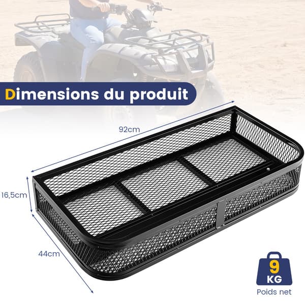 ATV frontindlæsningskurv 92x44x16,5 cm sort