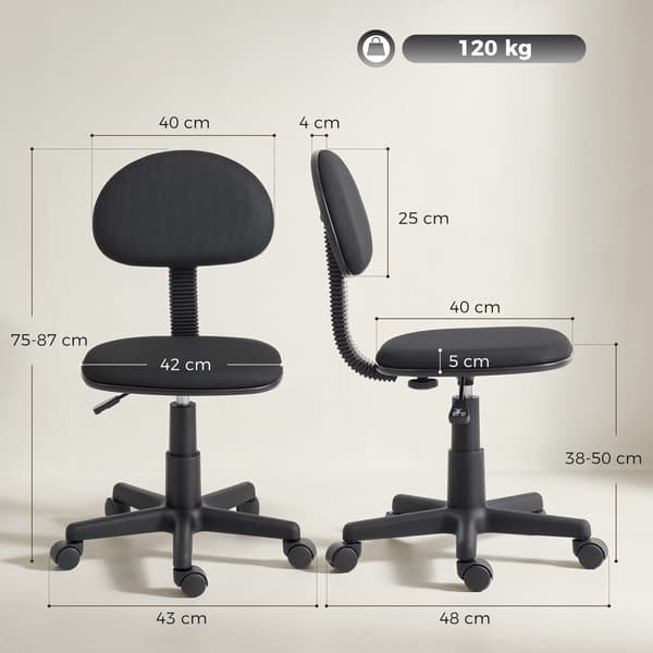 Skrivebordsstol 43x48x75–87 cm sort