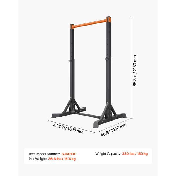 Pull Up Bar, 103x120x218 cm, Stål, Justerbar, Træningsudstyr
