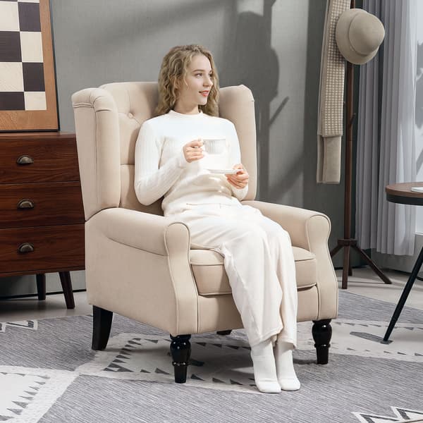 Wingback lænestol 74x87x102 cm Beige polstret