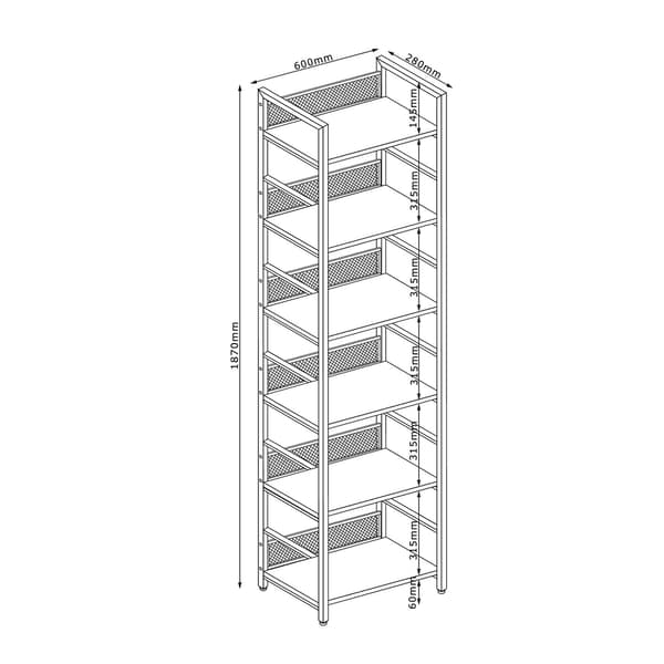 Hylde HECTOR 60x28x187 cm Sort