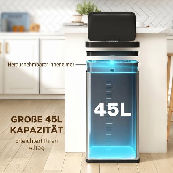 Sensor affaldsspand 45 L 38x25,5x67,5 cm sølv