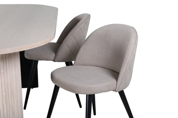 Spisebord og stol sæt 200x90x75 cm sort beige stof