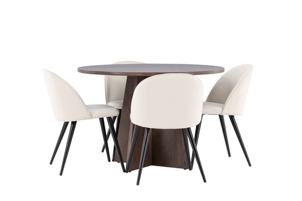 Spisebordsæt Bootcut 110 cm Mocha Fløjl Beige MDF