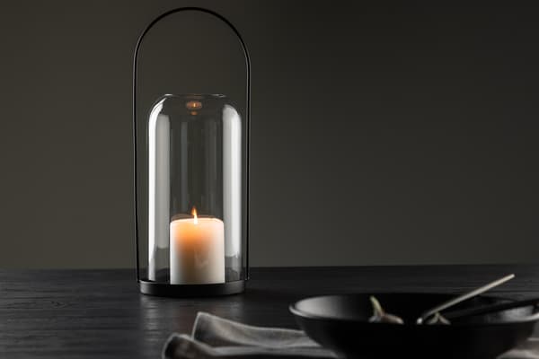 Lanterne Flora 35x13 cm Sort Glas