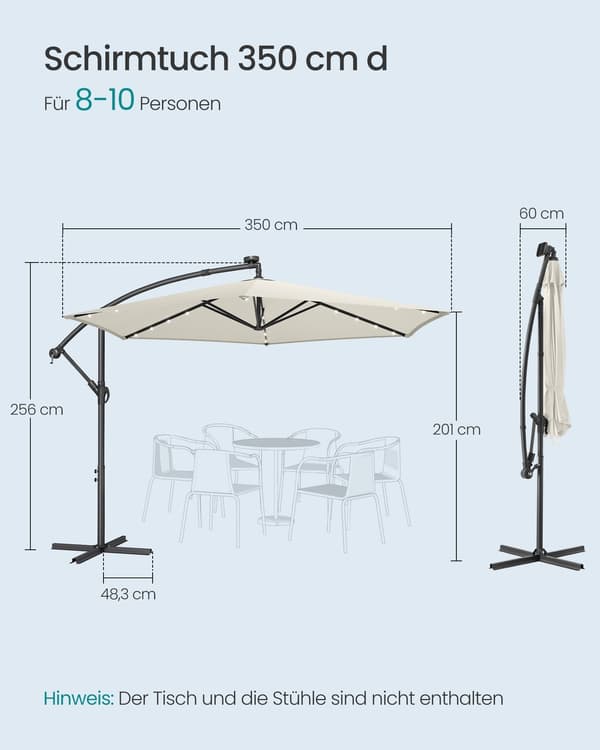 Uteparasoll 350x256 cm Beige