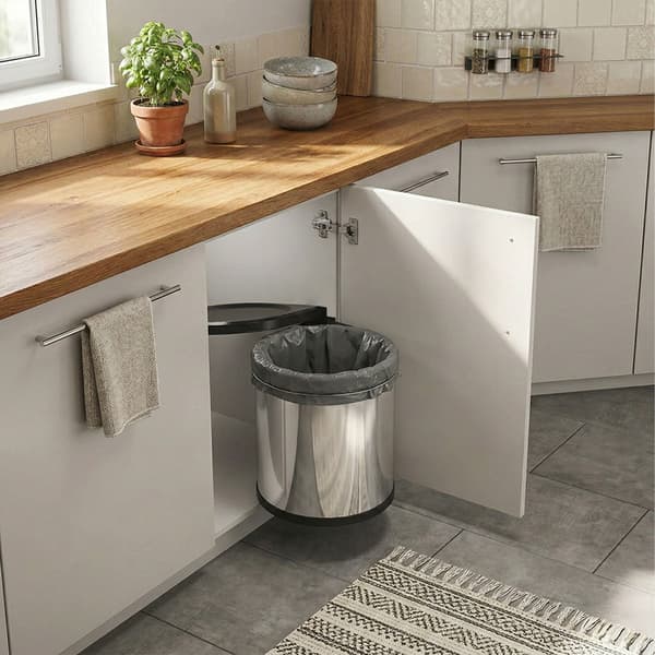 Svingbar skraldespand 32,5x28x34 cm sølv sort rustfrit stål, Kodustaar