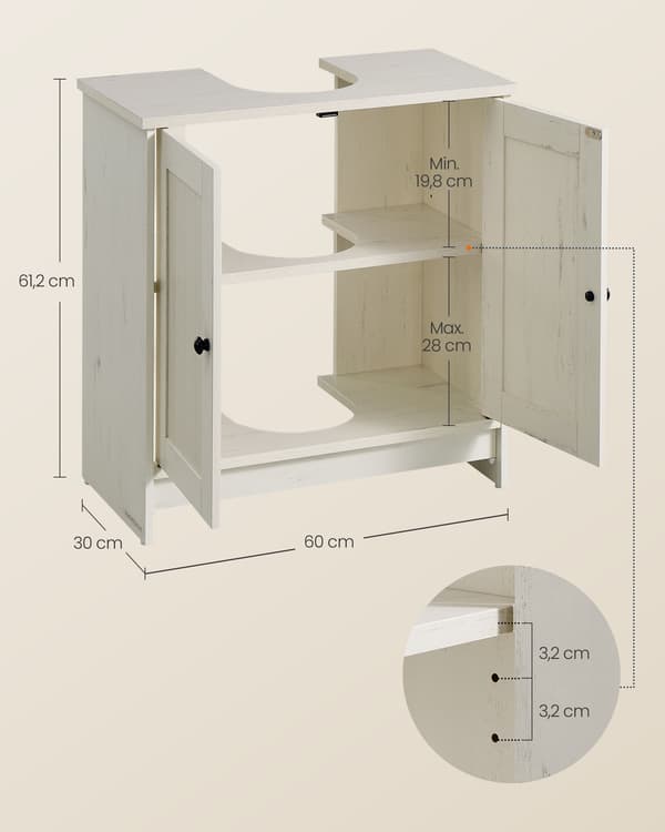 Badrumsskåp 60x30x60 cm Vit MDF
