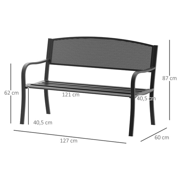 Havebænk, 127x60x87 cm, Sort, Stål