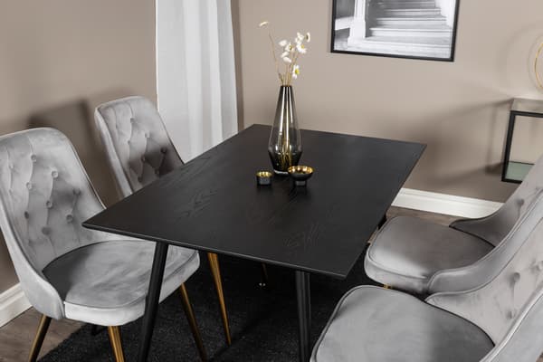 Spisebord og stol sæt 120 cm sort lys grå