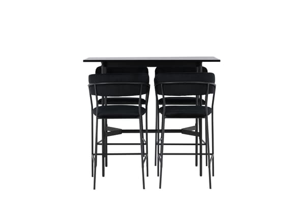 Barbord og barstol sæt 120x60 cm sort MDF og PU