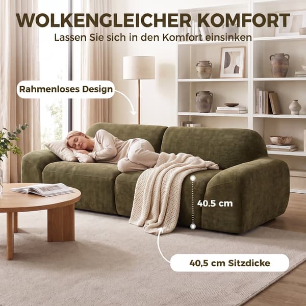3-sits soffa 244x95x70 cm mörkgrön
