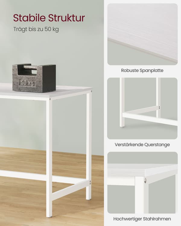 Computerbord 120x60x76 cm Hvid Stål