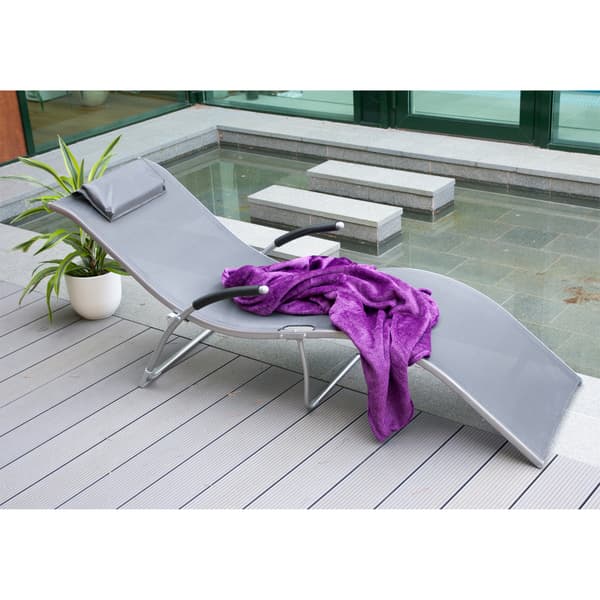 Liggestol BATYA 173x63x65 cm Grå stål foldbar