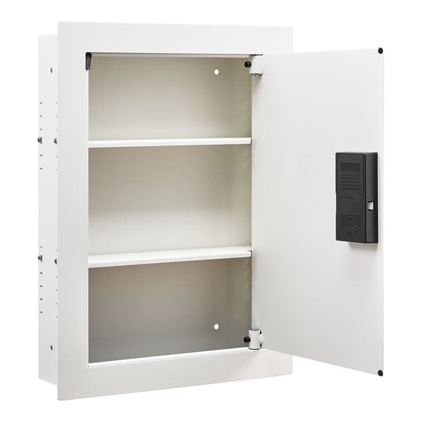 Väggsafe, 3-nivåers dold väggsafe, 10,2x41,3x55,9 cm, vit, stål