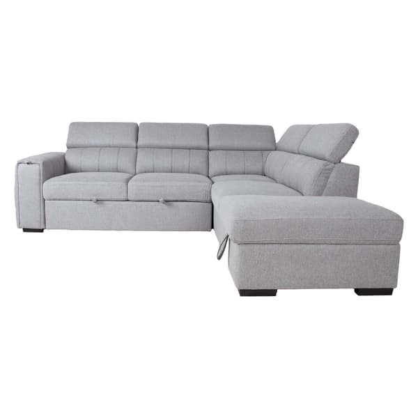 Hörnbäddsoffa ODELIA-2 256x218x99 cm Grå Förvaring