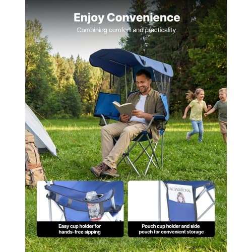 Campingstol 88x89x131 cm Blå Fällbar