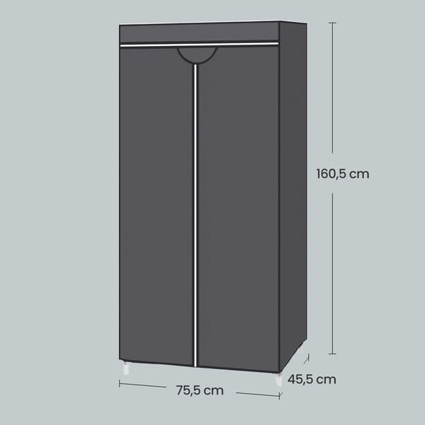 Garderob, 160x75x45 cm, Svart