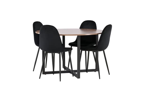 Spisebord og stol sæt Durango 120 cm sort valnød MDF fløjl