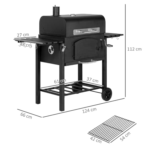 Kulgrill, 124x66x112 cm, Sort