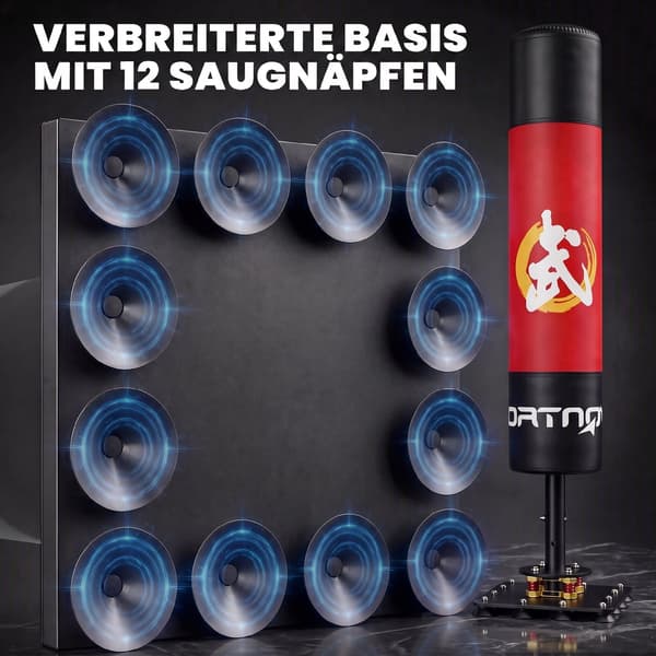 Fritstående boksebold 156 cm rød/sort