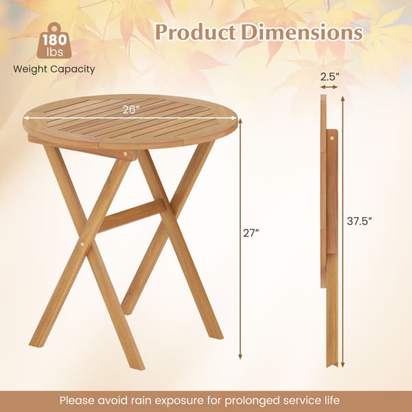 Udendørs sidebord 66x68,6 cm natur