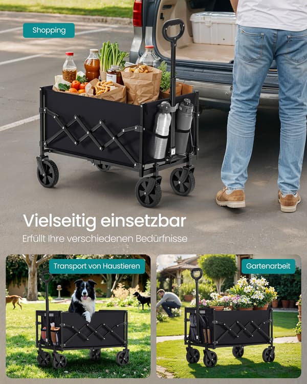 Sammenklappelig vogn 42x67x90,5 cm sort, stål