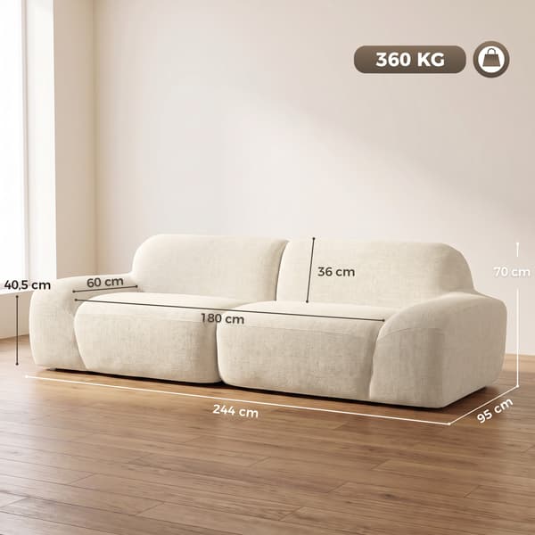 3-sits soffa 244x95x70 cm krämvit